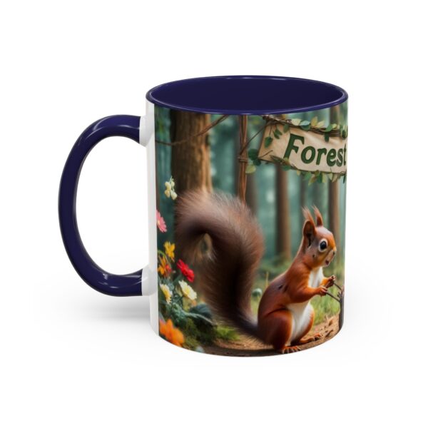 Forest Challenge Accent Coffee Mug - Nature Lovers Gift, Squirrel and Raven Design, Unique Kitchen Decor, Woodland Theme, Animal Coffee Cup, - Image 8