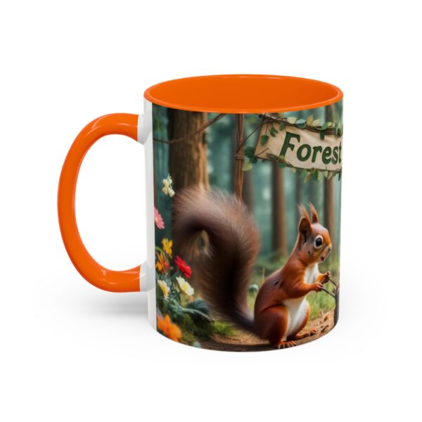 Forest Challenge Accent Coffee Mug - Nature Lovers Gift, Squirrel and Raven Design, Unique Kitchen Decor, Woodland Theme, Animal Coffee Cup, - Image 48