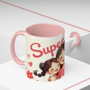 Super Mom Accent Coffee Mug - Perfect Gift for Mother's Day, Birthdays, Moms, Family Gatherings, Coffee Lovers