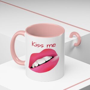 Bold Lips Accent Coffee Mug, Fun Gift for Her, Stylish Kitchen Decor, Unique Coffee Lovers Gift, Vibrant Tea Mug