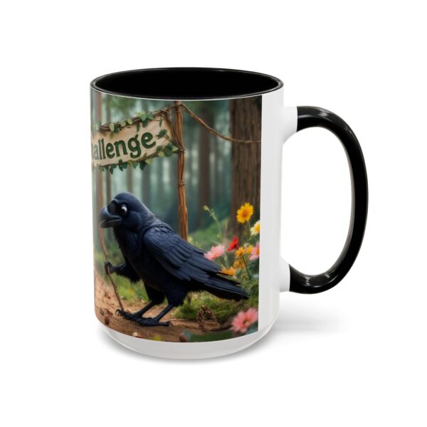 Forest Challenge Accent Coffee Mug - Nature Lovers Gift, Squirrel and Raven Design, Unique Kitchen Decor, Woodland Theme, Animal Coffee Cup, - Image 21