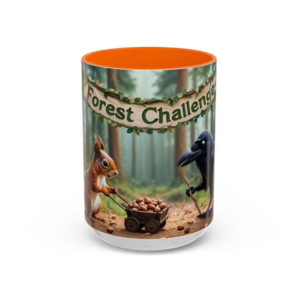 Forest Challenge Accent Coffee Mug - Nature Lovers Gift, Squirrel and Raven Design, Unique Kitchen Decor, Woodland Theme, Animal Coffee Cup, - Image 58