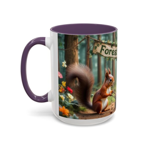 Forest Challenge Accent Coffee Mug - Nature Lovers Gift, Squirrel and Raven Design, Unique Kitchen Decor, Woodland Theme, Animal Coffee Cup, - Image 64