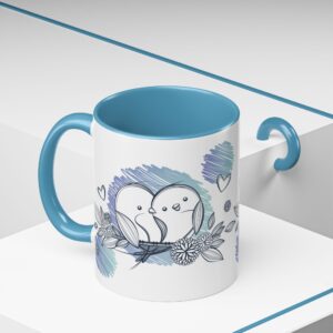 Whimsical Birds Coffee Mug, Cute Couples Gift, Love Mug for Her, Floral Tea Cup, Cozy Home Decor