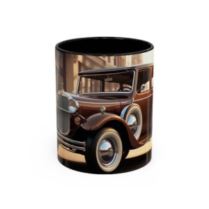 Vintage Car Accent Coffee Mug, Classic Auto Lover Gift, Retro Car Enthusiast Mug, Gift for Him or Her, Car Show Collectible, Coffee Lover's