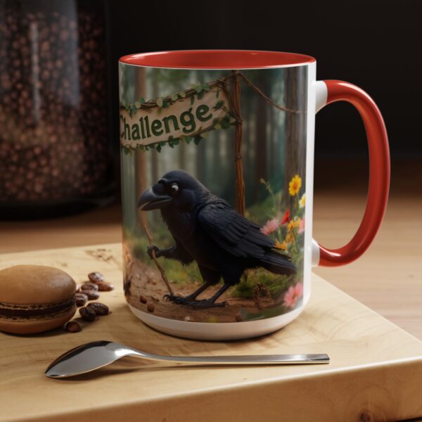 Forest Challenge Accent Coffee Mug - Nature Lovers Gift, Squirrel and Raven Design, Unique Kitchen Decor, Woodland Theme, Animal Coffee Cup, - Image 36