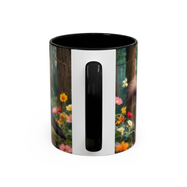 Forest Challenge Accent Coffee Mug - Nature Lovers Gift, Squirrel and Raven Design, Unique Kitchen Decor, Woodland Theme, Animal Coffee Cup, - Image 5