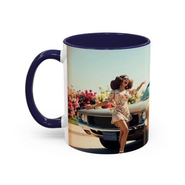 Retro Floral Accent Coffee Mug - Vintage Car Design, Fun Gift for Car Lovers, Floral Mug, Unique Coffee Cup, 11oz & 15oz - Image 8