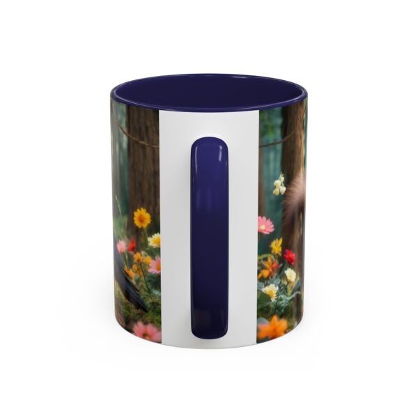 Forest Challenge Accent Coffee Mug - Nature Lovers Gift, Squirrel and Raven Design, Unique Kitchen Decor, Woodland Theme, Animal Coffee Cup, - Image 9