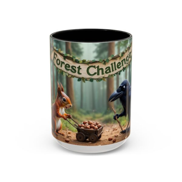 Forest Challenge Accent Coffee Mug - Nature Lovers Gift, Squirrel and Raven Design, Unique Kitchen Decor, Woodland Theme, Animal Coffee Cup, - Image 20
