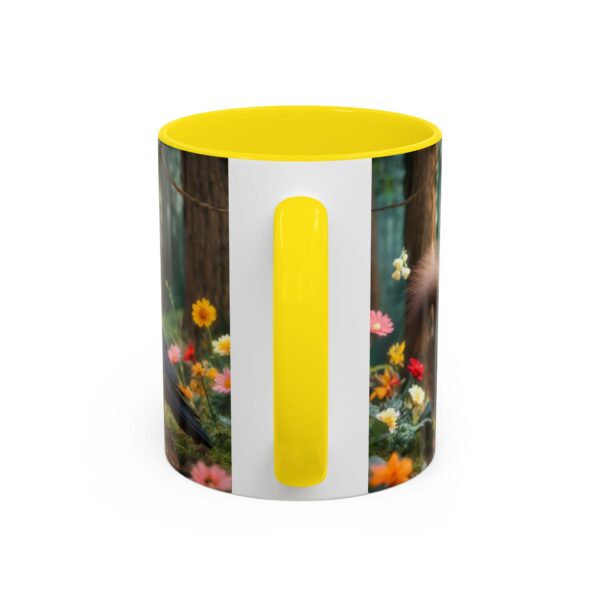 Forest Challenge Accent Coffee Mug - Nature Lovers Gift, Squirrel and Raven Design, Unique Kitchen Decor, Woodland Theme, Animal Coffee Cup, - Image 57