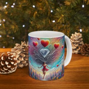 Colorful Love City Ceramic Mug, Heart Art, Coffee Mug, Gift for Her, Romantic Atmosphere, Home Decor,  11oz 15oz