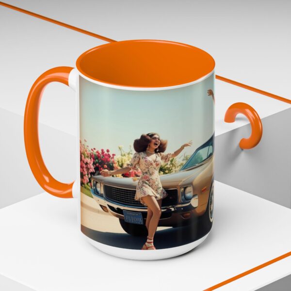Retro Floral Accent Coffee Mug - Vintage Car Design, Fun Gift for Car Lovers, Floral Mug, Unique Coffee Cup, 11oz & 15oz - Image 64