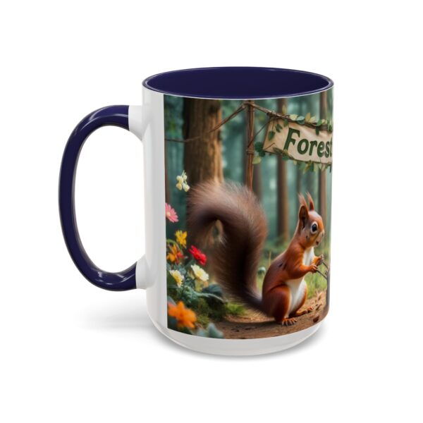 Forest Challenge Accent Coffee Mug - Nature Lovers Gift, Squirrel and Raven Design, Unique Kitchen Decor, Woodland Theme, Animal Coffee Cup, - Image 26