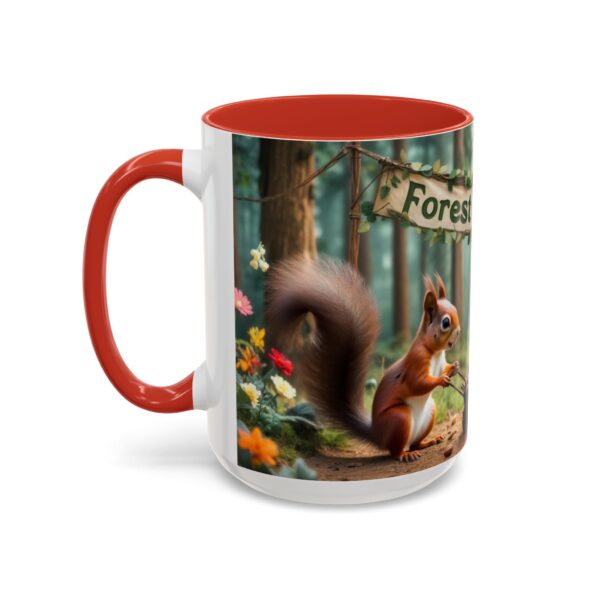 Forest Challenge Accent Coffee Mug - Nature Lovers Gift, Squirrel and Raven Design, Unique Kitchen Decor, Woodland Theme, Animal Coffee Cup, - Image 34