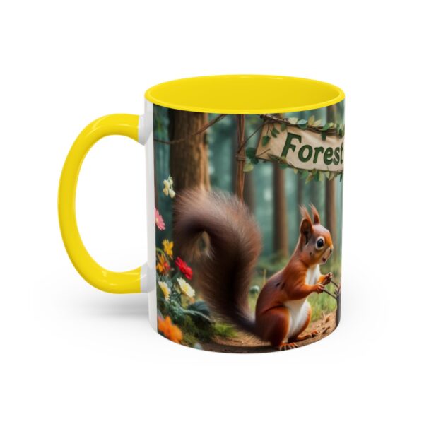 Forest Challenge Accent Coffee Mug - Nature Lovers Gift, Squirrel and Raven Design, Unique Kitchen Decor, Woodland Theme, Animal Coffee Cup, - Image 56