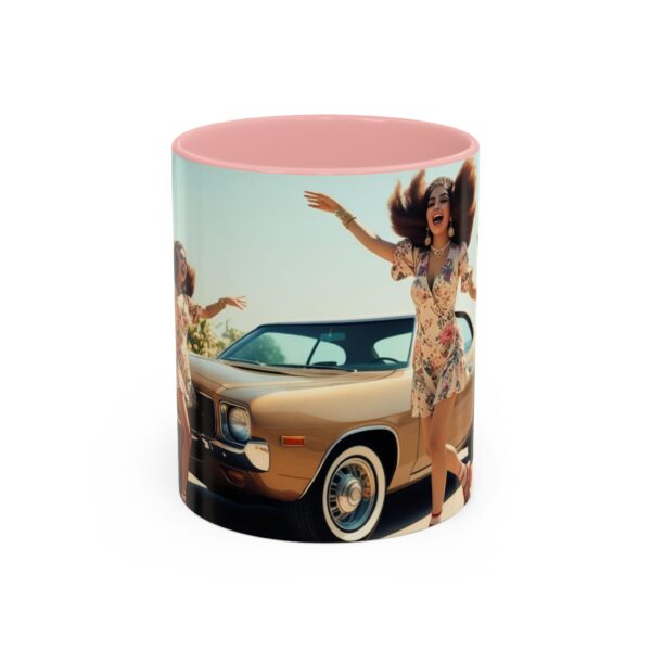 Retro Floral Accent Coffee Mug - Vintage Car Design, Fun Gift for Car Lovers, Floral Mug, Unique Coffee Cup, 11oz & 15oz - Image 10
