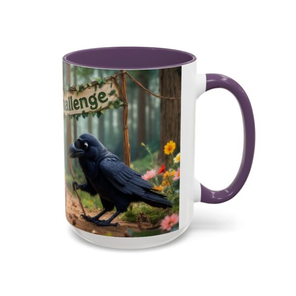 Forest Challenge Accent Coffee Mug - Nature Lovers Gift, Squirrel and Raven Design, Unique Kitchen Decor, Woodland Theme, Animal Coffee Cup, - Image 63