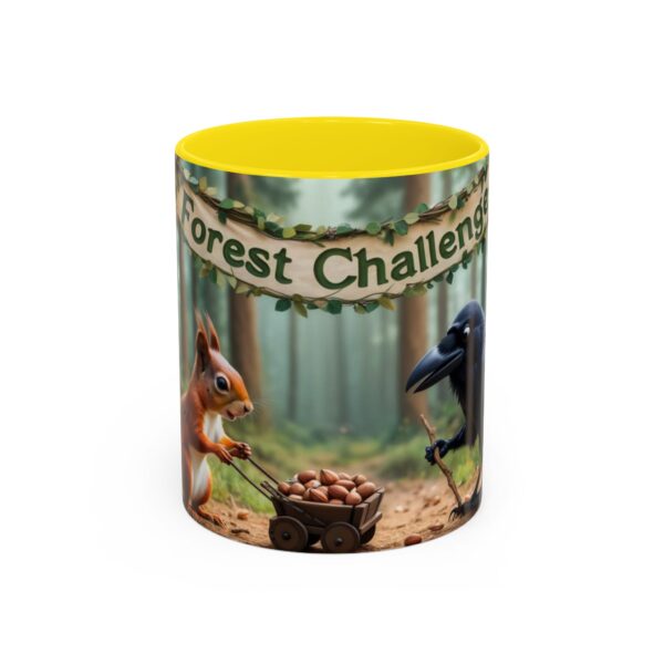 Forest Challenge Accent Coffee Mug - Nature Lovers Gift, Squirrel and Raven Design, Unique Kitchen Decor, Woodland Theme, Animal Coffee Cup, - Image 54