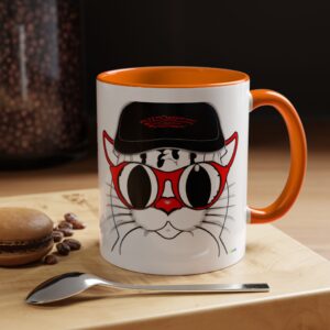 Cool Cat Accent Coffee Mug, Fun Cat Lover Gift, Unique Cat Art Mug, Coffee Lover Gift, Pet Owner Accessory, Quirky Home Decor