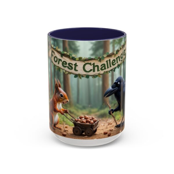 Forest Challenge Accent Coffee Mug - Nature Lovers Gift, Squirrel and Raven Design, Unique Kitchen Decor, Woodland Theme, Animal Coffee Cup, - Image 24