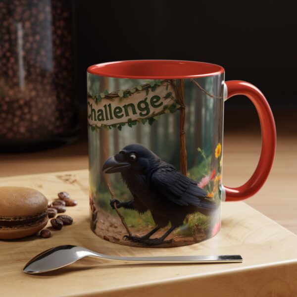 Forest Challenge Accent Coffee Mug - Nature Lovers Gift, Squirrel and Raven Design, Unique Kitchen Decor, Woodland Theme, Animal Coffee Cup, - Image 19