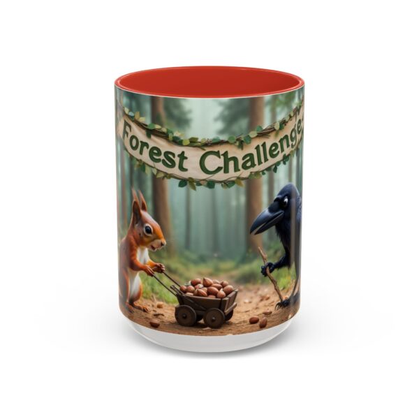 Forest Challenge Accent Coffee Mug - Nature Lovers Gift, Squirrel and Raven Design, Unique Kitchen Decor, Woodland Theme, Animal Coffee Cup, - Image 32
