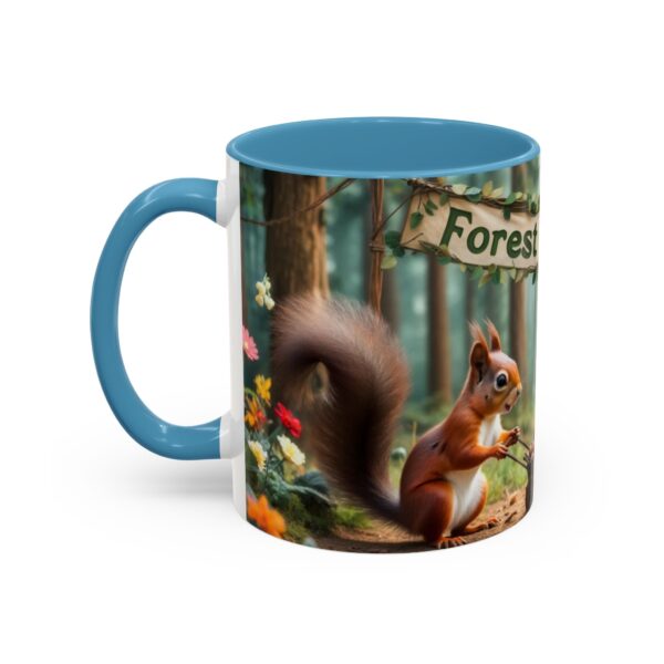 Forest Challenge Accent Coffee Mug - Nature Lovers Gift, Squirrel and Raven Design, Unique Kitchen Decor, Woodland Theme, Animal Coffee Cup, - Image 39
