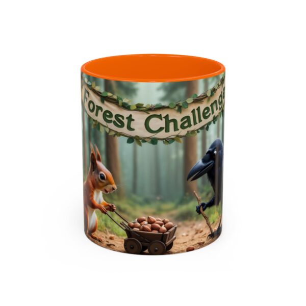 Forest Challenge Accent Coffee Mug - Nature Lovers Gift, Squirrel and Raven Design, Unique Kitchen Decor, Woodland Theme, Animal Coffee Cup, - Image 46