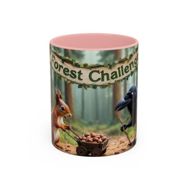 Forest Challenge Accent Coffee Mug - Nature Lovers Gift, Squirrel and Raven Design, Unique Kitchen Decor, Woodland Theme, Animal Coffee Cup, - Image 10