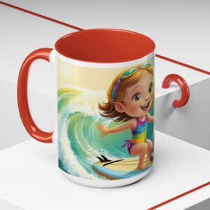 Surfing Cat Mug - Fun Beach Vibes, Kids Gift, Animal Lover Gift, Summer Decor, Birthday Present, Cute Coffee Cup