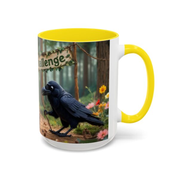 Forest Challenge Accent Coffee Mug - Nature Lovers Gift, Squirrel and Raven Design, Unique Kitchen Decor, Woodland Theme, Animal Coffee Cup, - Image 67