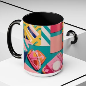 Retro 90s Accent Coffee Mug, Colorful Ceramic Cup, Nostalgic Gift, Vintage Style Drinkware, Fun Home Decor, Birthday Present