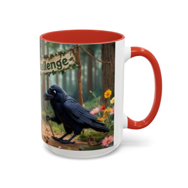 Forest Challenge Accent Coffee Mug - Nature Lovers Gift, Squirrel and Raven Design, Unique Kitchen Decor, Woodland Theme, Animal Coffee Cup, - Image 33