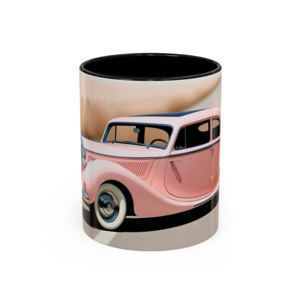 Vintage Pink Car Coffee Mug | Retro Auto Lover Gift, Steampunk Mug, Cute Car Decor, Car Enthusiast Present, Pink Vintage Decor - Image 2