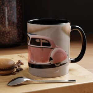 Vintage Pink Car Coffee Mug | Retro Auto Lover Gift, Steampunk Mug, Cute Car Decor, Car Enthusiast Present, Pink Vintage Decor