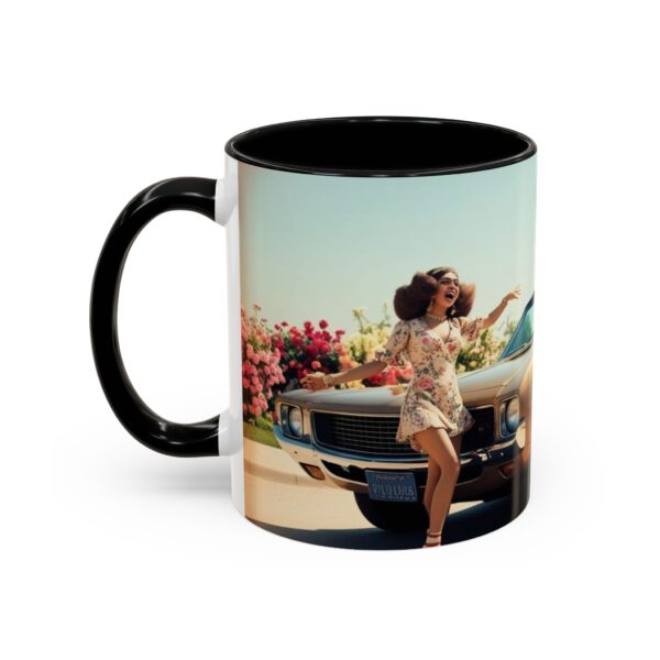 Retro Floral Accent Coffee Mug - Vintage Car Design, Fun Gift for Car Lovers, Floral Mug, Unique Coffee Cup, 11oz & 15oz - Image 4