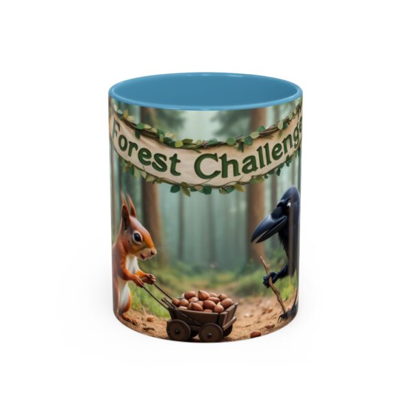 Forest Challenge Accent Coffee Mug - Nature Lovers Gift, Squirrel and Raven Design, Unique Kitchen Decor, Woodland Theme, Animal Coffee Cup, - Image 37