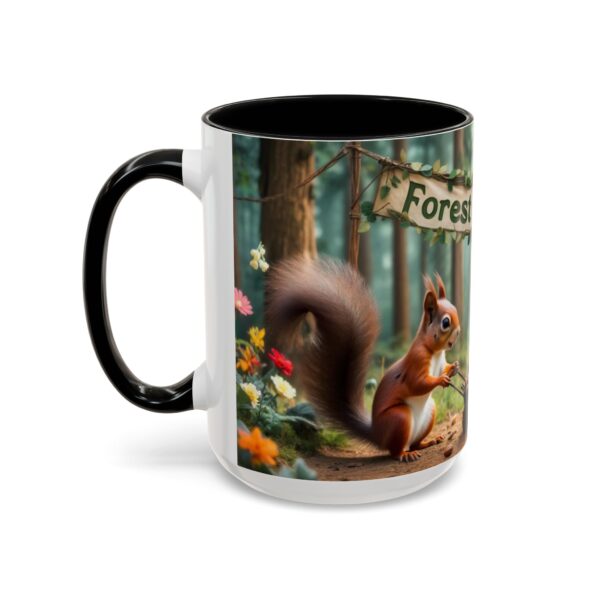 Forest Challenge Accent Coffee Mug - Nature Lovers Gift, Squirrel and Raven Design, Unique Kitchen Decor, Woodland Theme, Animal Coffee Cup, - Image 22