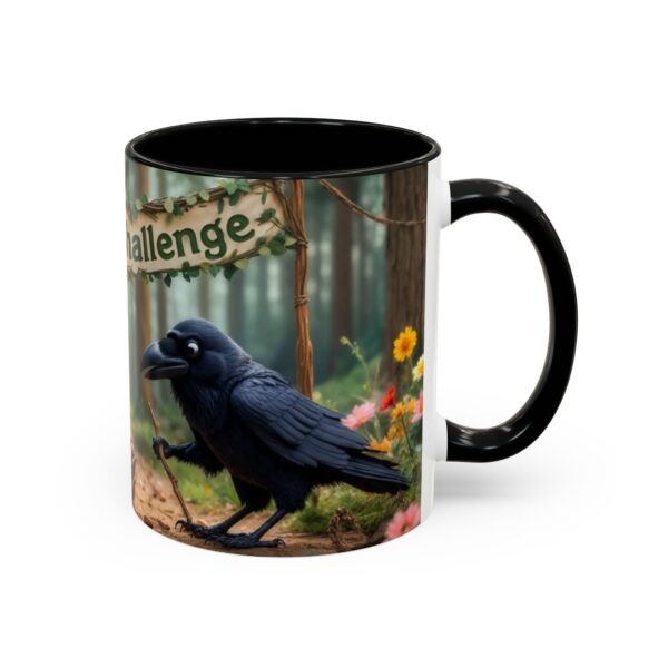 Forest Challenge Accent Coffee Mug - Nature Lovers Gift, Squirrel and Raven Design, Unique Kitchen Decor, Woodland Theme, Animal Coffee Cup, - Image 3