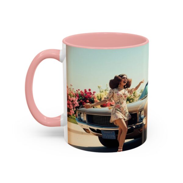 Retro Floral Accent Coffee Mug - Vintage Car Design, Fun Gift for Car Lovers, Floral Mug, Unique Coffee Cup, 11oz & 15oz - Image 12