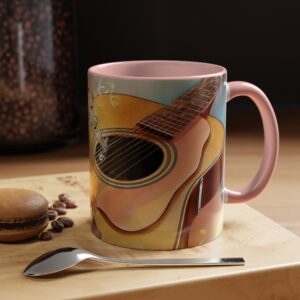 Musical Guitar Accent Coffee Mug - Perfect Gift for Music Lovers, Art Decor, Coffee Fans, Birthday Gift, Home & Kitchen