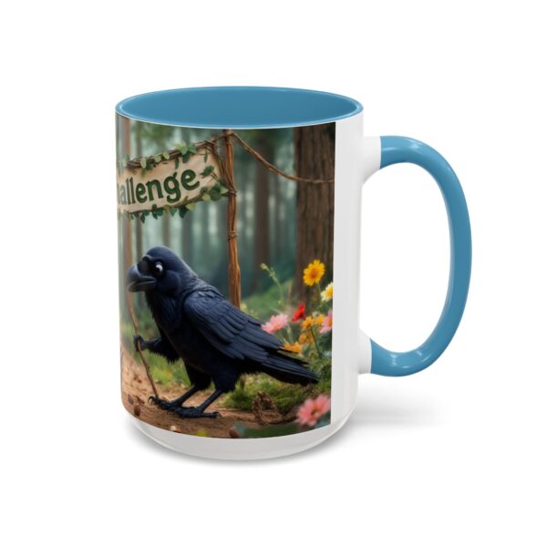 Forest Challenge Accent Coffee Mug - Nature Lovers Gift, Squirrel and Raven Design, Unique Kitchen Decor, Woodland Theme, Animal Coffee Cup, - Image 43