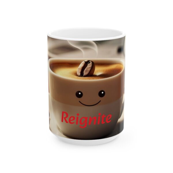 Smiley Coffee Mug - Reignite Your Day | Cute Ceramic Cup for Tea Lovers, Breakfast Gift, Cozy Mornings, Happy Vibes - Image 8