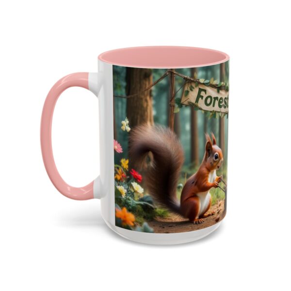 Forest Challenge Accent Coffee Mug - Nature Lovers Gift, Squirrel and Raven Design, Unique Kitchen Decor, Woodland Theme, Animal Coffee Cup, - Image 30