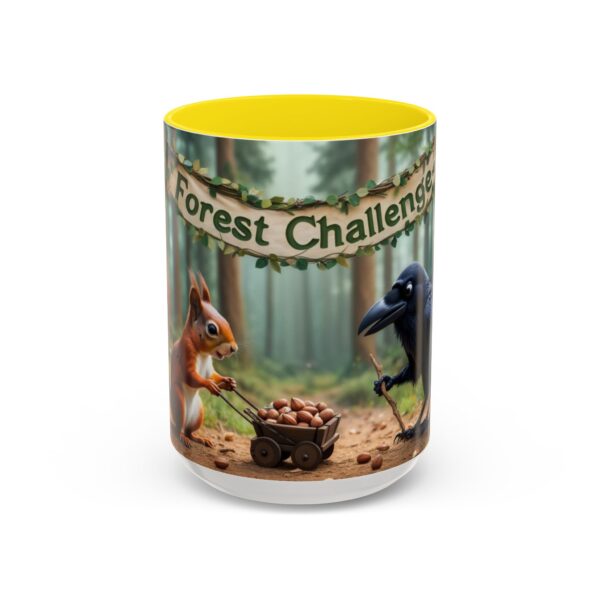 Forest Challenge Accent Coffee Mug - Nature Lovers Gift, Squirrel and Raven Design, Unique Kitchen Decor, Woodland Theme, Animal Coffee Cup, - Image 66