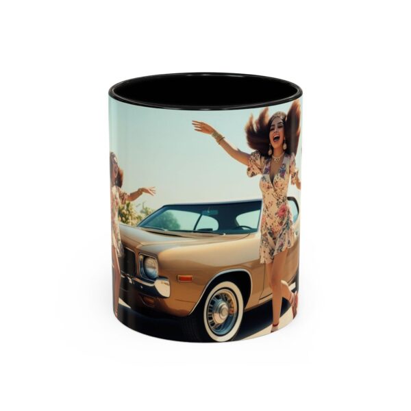 Retro Floral Accent Coffee Mug - Vintage Car Design, Fun Gift for Car Lovers, Floral Mug, Unique Coffee Cup, 11oz & 15oz - Image 2