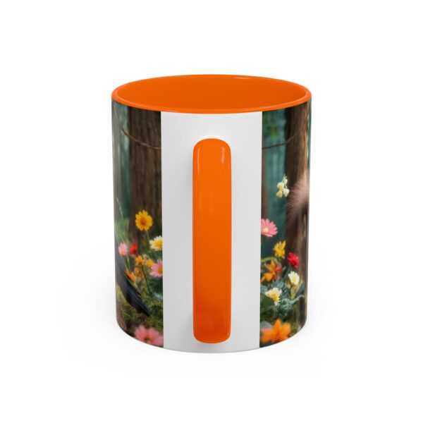 Forest Challenge Accent Coffee Mug - Nature Lovers Gift, Squirrel and Raven Design, Unique Kitchen Decor, Woodland Theme, Animal Coffee Cup, - Image 49